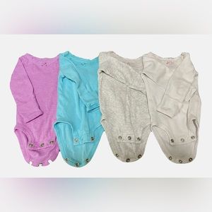 Carter’s Long-sleeve onesie set, newborn, aqua blue, purple, light gray, white